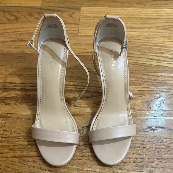Express Beige Strappy Heels - Picture 1 of 8